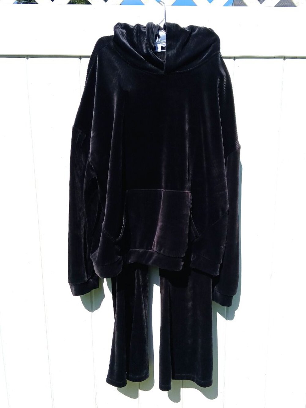 Time & Tru 2 PC Set Black Ribbed Velour Hoodie 3X & Jogger Pants 2X Lounge Suit